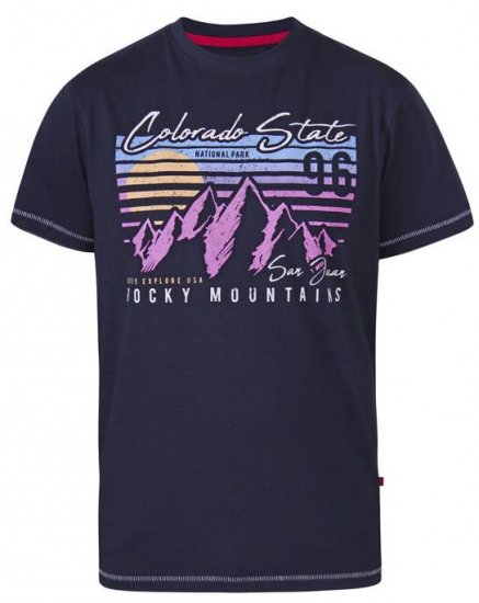 D555 Orkney Rocky Mountains Crew Neck T-Shirt Navy - Μακό μπλουζάκια - Aνδρικά μπλουζεσ μεγάλα μεγέθη