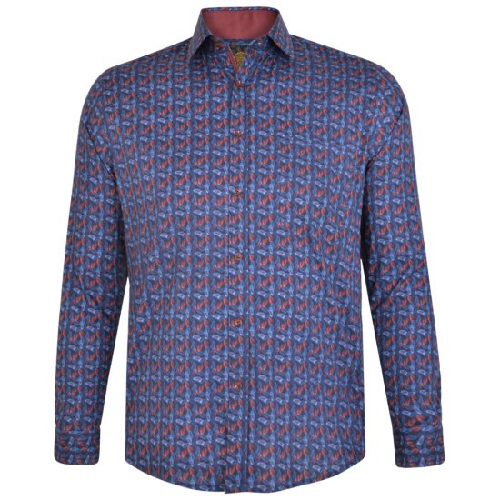 Kam Jeans P005 LS Digital Leaf Print Shirt - Πουκάμισα - Aνδρικά πουκαμισα μεγαλα μεγάλα μεγέθη