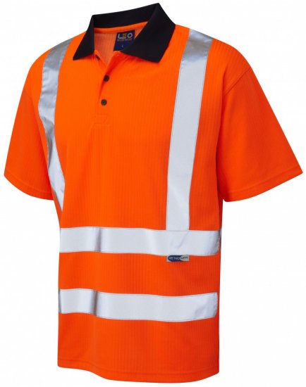Leo Croyde Comfort Polo Shirt Hi-Vis Orange - Ρούχα εργασίας - Aνδρικά ρούχα εργασίας μεγάλα μεγέθη