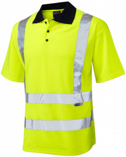 Leo Croyde Comfort Polo Shirt Hi-Vis Yellow - Ρούχα εργασίας - Aνδρικά ρούχα εργασίας μεγάλα μεγέθη