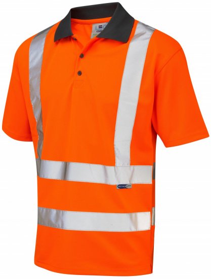 Leo Rockham Coolviz Polo Shirt Hi-Vis Orange - Ρούχα εργασίας - Aνδρικά ρούχα εργασίας μεγάλα μεγέθη