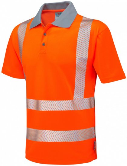 Leo Woolacombe Coolviz Plus Polo Hi-Vis Orange - Ρούχα εργασίας - Aνδρικά ρούχα εργασίας μεγάλα μεγέθη