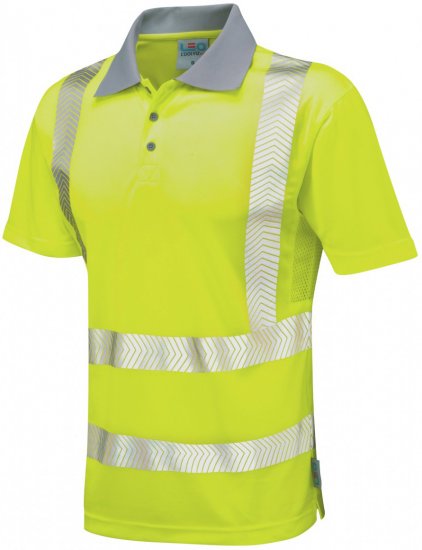 Leo Woolacombe Coolviz Plus Polo Hi-Vis Yellow - Ρούχα εργασίας - Aνδρικά ρούχα εργασίας μεγάλα μεγέθη