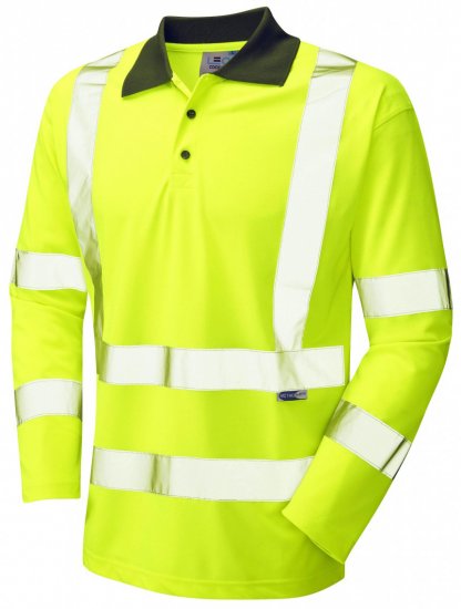 Leo Woolsery Coolviz L/S Polo Shirt Hi-Vis Yellow - Ρούχα εργασίας - Aνδρικά ρούχα εργασίας μεγάλα μεγέθη