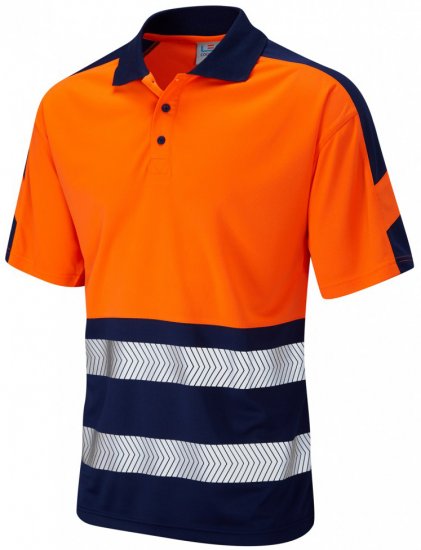Leo Watersmeet Coolviz Plus Polo Hi-Vis Orange/Navy - Ρούχα εργασίας - Aνδρικά ρούχα εργασίας μεγάλα μεγέθη