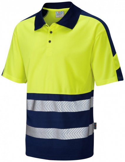 Leo Watersmeet Coolviz Plus Polo Hi-Vis Yellow/Navy - Ρούχα εργασίας - Aνδρικά ρούχα εργασίας μεγάλα μεγέθη