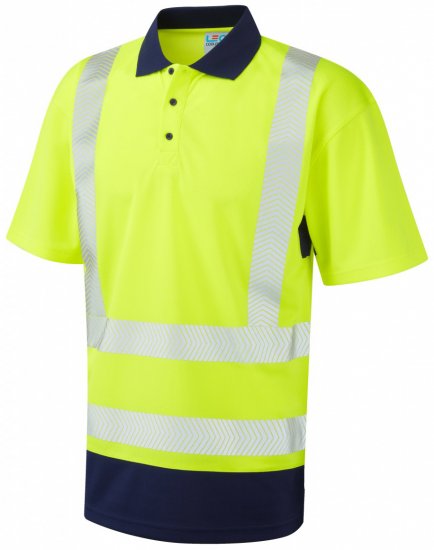 Leo Mortehoe Coolviz Plus Polo Hi-Vis Yellow/Navy - Ρούχα εργασίας - Aνδρικά ρούχα εργασίας μεγάλα μεγέθη
