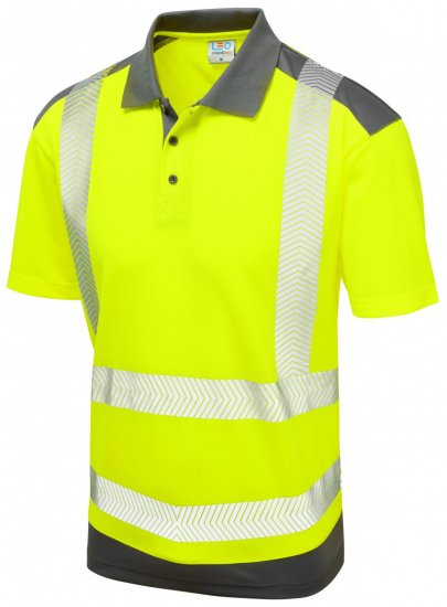 Leo Peppercombe Coolviz Plus Polo Hi-Vis Yellow/Grey - Ρούχα εργασίας - Aνδρικά ρούχα εργασίας μεγάλα μεγέθη