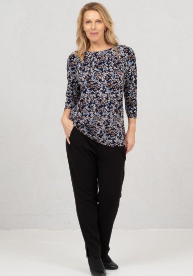 Scandinavian Caramel Tiny Flower Petals Blouse Light Blue - Τυπωμένα T-shirts για γυναίκες - 