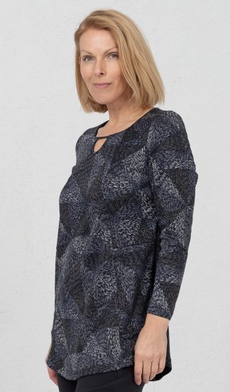 Scandinavian Caramel Triangles Tunic Dark Blue - Τυπωμένα T-shirts για γυναίκες - 