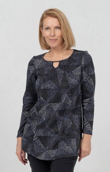 Scandinavian Caramel Triangles Tunic Dark Blue - Τυπωμένα T-shirts για γυναίκες - 