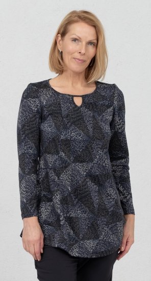 Scandinavian Caramel Triangles Tunic Dark Blue - Τυπωμένα T-shirts για γυναίκες - 