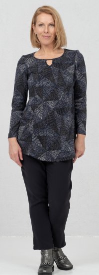 Scandinavian Caramel Triangles Tunic Dark Blue - Τυπωμένα T-shirts για γυναίκες - 