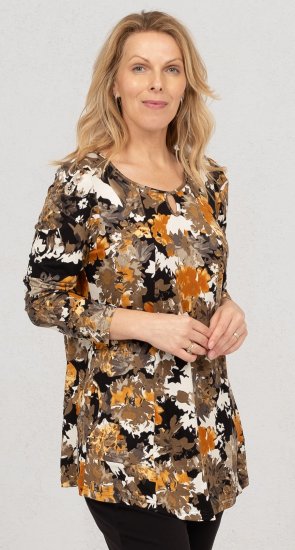 Scandinavian Caramel Flower Petals Tunic Orange and Brown - Τυπωμένα T-shirts για γυναίκες - 