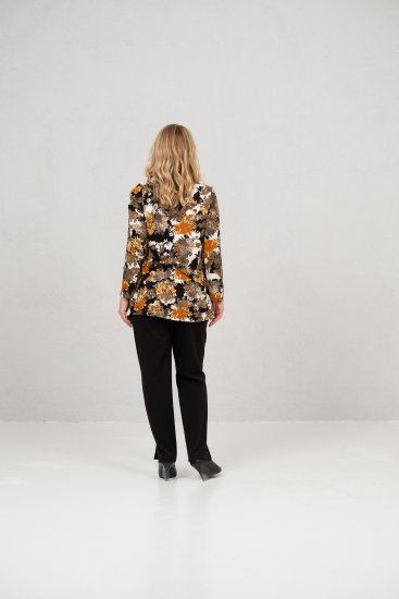 Scandinavian Caramel Flower Petals Tunic Orange and Brown - Τυπωμένα T-shirts για γυναίκες - 