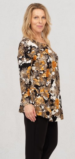 Scandinavian Caramel Flower Petals Tunic Orange and Brown - Τυπωμένα T-shirts για γυναίκες - 
