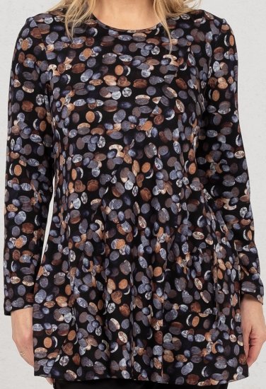 Scandinavian Caramel Flower Petals Tunic Copper and Blue - Τυπωμένα T-shirts για γυναίκες - 