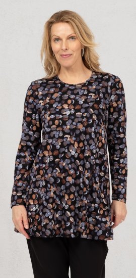 Scandinavian Caramel Flower Petals Tunic Copper and Blue - Τυπωμένα T-shirts για γυναίκες - 