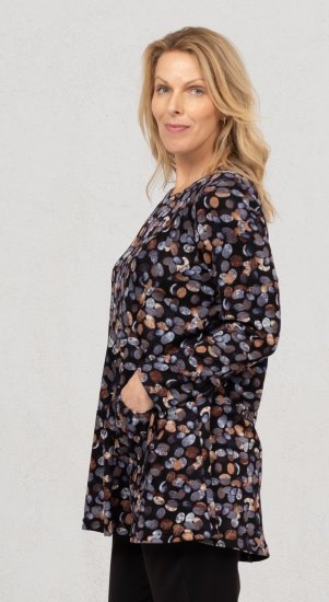 Scandinavian Caramel Flower Petals Tunic Copper and Blue - Τυπωμένα T-shirts για γυναίκες - 