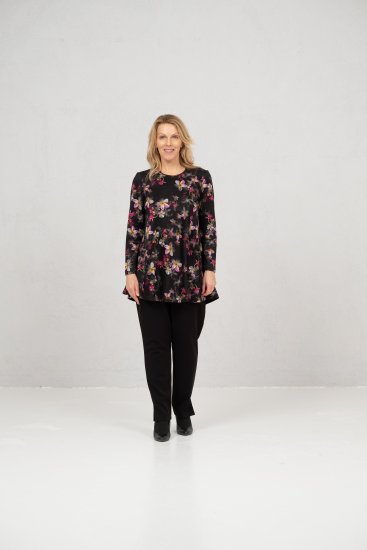 Scandinavian Caramel Flowers Tunic Red and Pink - Τυπωμένα T-shirts για γυναίκες - 