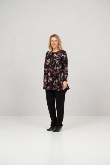 Scandinavian Caramel Flowers Tunic Red and Pink - Τυπωμένα T-shirts για γυναίκες - 