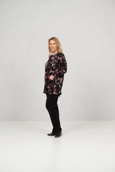 Scandinavian Caramel Flowers Tunic Red and Pink - Τυπωμένα T-shirts για γυναίκες - 