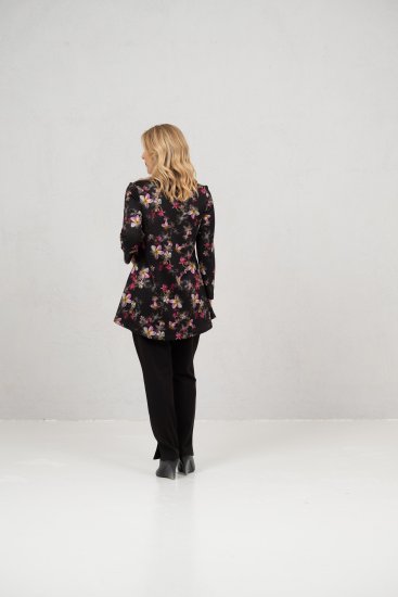 Scandinavian Caramel Flowers Tunic Red and Pink - Τυπωμένα T-shirts για γυναίκες - 