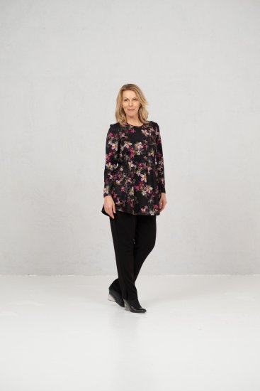 Scandinavian Caramel Flowers Tunic Red and Pink - Τυπωμένα T-shirts για γυναίκες - 