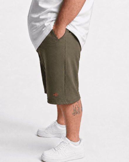 Motley Denim Paris Sweatshorts Dark Khaki - Αθλητικές φόρμες/σορτσάκια - Αθλητικές Φόρμες ανδρικεσ μεγάλα μεγέθη