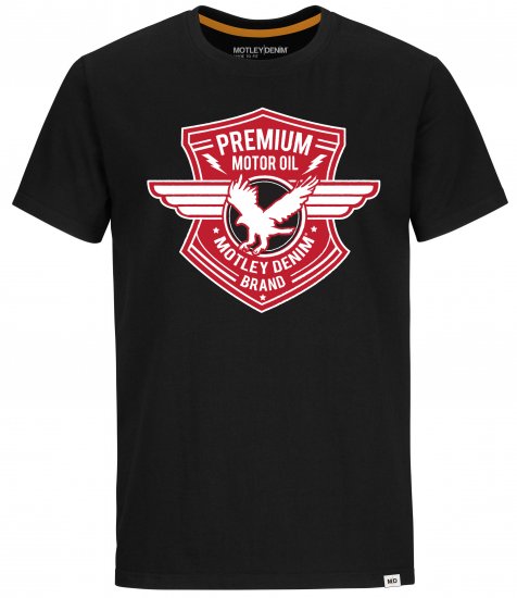 Motley Denim Preston T-shirt Red on Black - Μακό μπλουζάκια - Aνδρικά μπλουζεσ μεγάλα μεγέθη