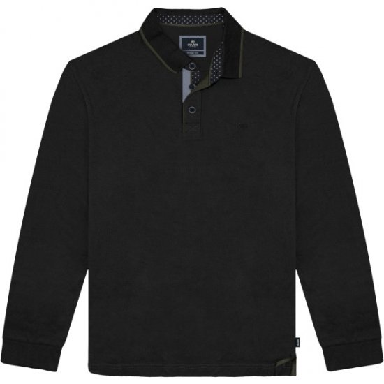 Double Outfitters PS-3098 Polo Shirt Print Black - Πόλο μπλουζάκια - Aνδρικά μπλουζακια πολο μεγάλα μεγέθη