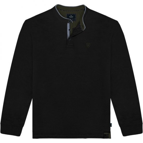 Double Outfitters PS-3099 Polo Shirt Mao Collar Black - Πόλο μπλουζάκια - Aνδρικά μπλουζακια πολο μεγάλα μεγέθη