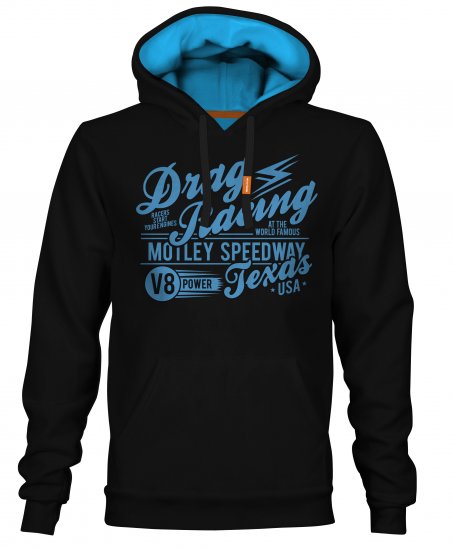 Motley Denim Ripley Hoodie Black - φούτερ/Φούτερ με κουκούλα - φούτερ/Φούτερ με κουκούλα ανδρικά μεγάλα μεγέθη 