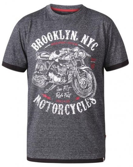 D555 Roman Brooklyn Motorcycles Crew Neck T-Shirt Black Twist - Μακό μπλουζάκια - Aνδρικά μπλουζεσ μεγάλα μεγέθη