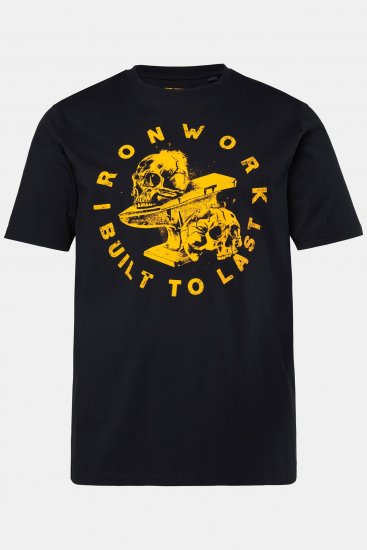 JP1880 T-Shirt Short Sleeve Chest Print Skulls Black - Μακό μπλουζάκια - Aνδρικά μπλουζεσ μεγάλα μεγέθη