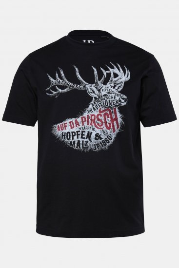 JP1880 T-Shirt Elk Print Black - Μακό μπλουζάκια - Aνδρικά μπλουζεσ μεγάλα μεγέθη