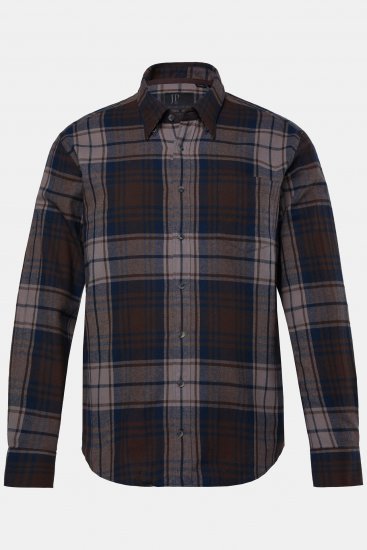 JP1880 Shirt Flannel Long Sleeve Dark Brown - Πουκάμισα - Aνδρικά πουκαμισα μεγαλα μεγάλα μεγέθη