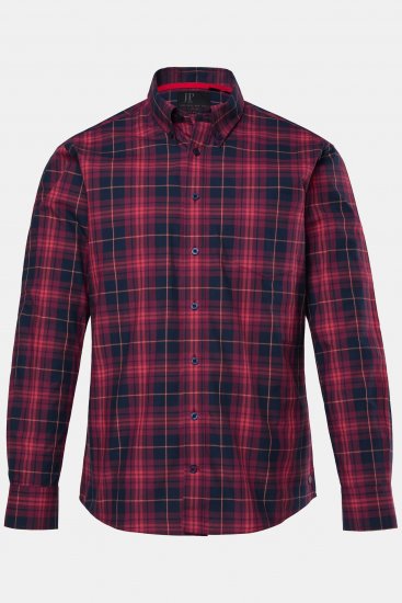 JP1880 Checked Shirt Long Sleeve Red - Πουκάμισα - Aνδρικά πουκαμισα μεγαλα μεγάλα μεγέθη