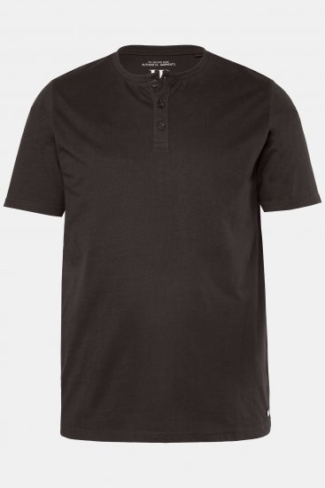 JP1880 Henley Basic T-Shirt with Buttons Brown - Μακό μπλουζάκια - Aνδρικά μπλουζεσ μεγάλα μεγέθη