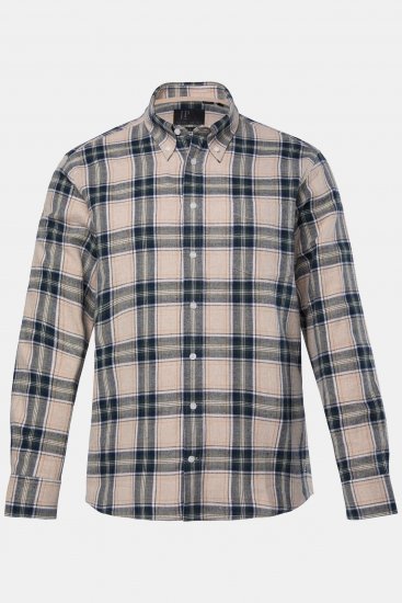 JP1880 Checked Flannel Shirt Long Sleeve Dark Dusty Pink - Πουκάμισα - Aνδρικά πουκαμισα μεγαλα μεγάλα μεγέθη