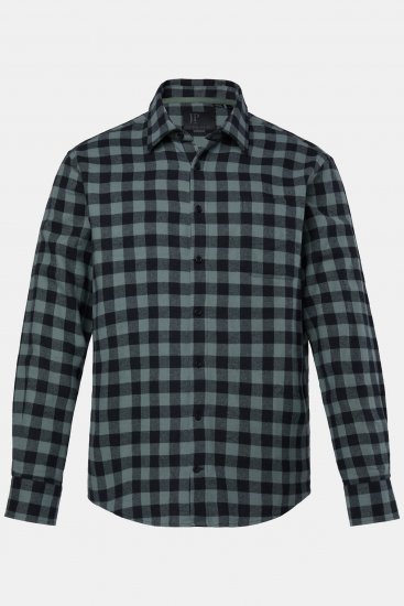 JP1880 Checked Flannel Shirt Long Sleeve Eucalyptus Green - Πουκάμισα - Aνδρικά πουκαμισα μεγαλα μεγάλα μεγέθη