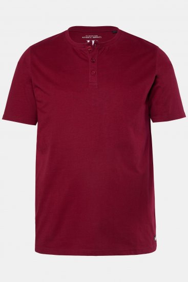 JP1880 Henley Basic T-shirt with Buttons Red - Μακό μπλουζάκια - Aνδρικά μπλουζεσ μεγάλα μεγέθη