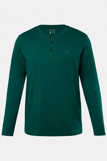 JP1880 Henley T-Shirt Long Sleeve Green - Μακό μπλουζάκια - Aνδρικά μπλουζεσ μεγάλα μεγέθη