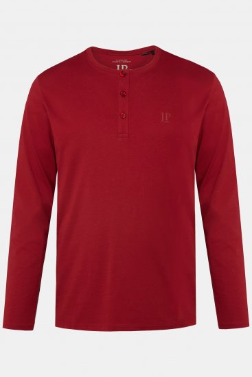 JP1880 Henley T-shirt Long Sleeve Red - Μακό μπλουζάκια - Aνδρικά μπλουζεσ μεγάλα μεγέθη