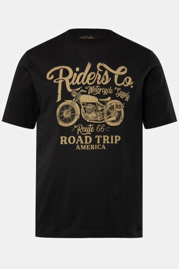 JP1880 T-Shirt Motorcycle Print Black - Μακό μπλουζάκια - Aνδρικά μπλουζεσ μεγάλα μεγέθη