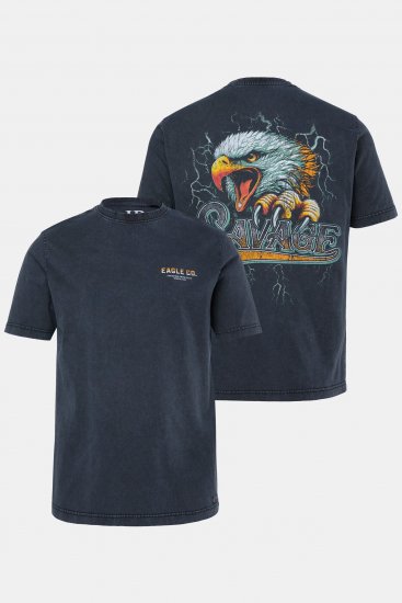 JP1880 T-Shirt Short Sleeve Back Print Vintage Black - Μακό μπλουζάκια - Aνδρικά μπλουζεσ μεγάλα μεγέθη