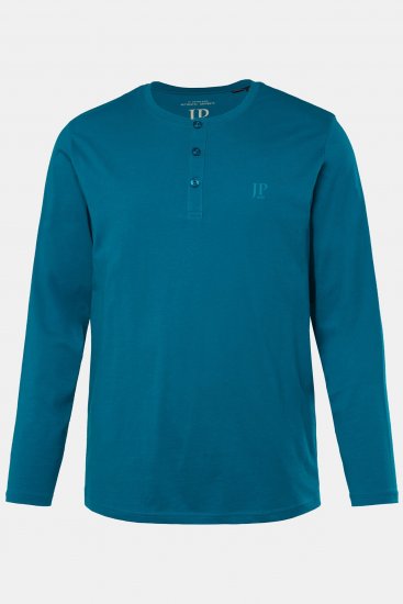 JP1880 Henley T-shirt Long Sleeve Blue - Μακό μπλουζάκια - Aνδρικά μπλουζεσ μεγάλα μεγέθη