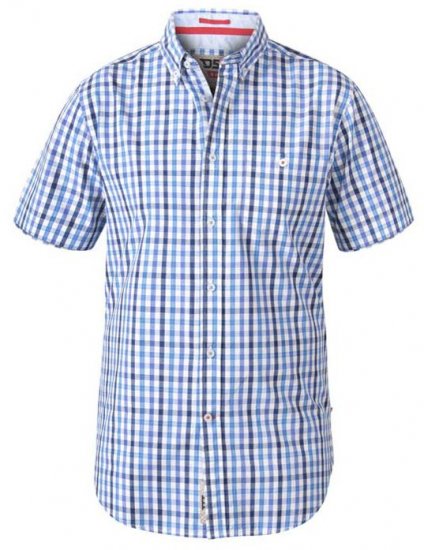 D555 Rowling Blue Gingham Short Sleeve Shirt - Πουκάμισα - Aνδρικά πουκαμισα μεγαλα μεγάλα μεγέθη