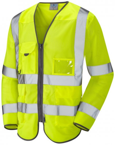 Leo Burrington Coolviz Superior Long Sleeve Waistcoat Hi-Vis Yellow - Ρούχα εργασίας - Aνδρικά ρούχα εργασίας μεγάλα μεγέθη