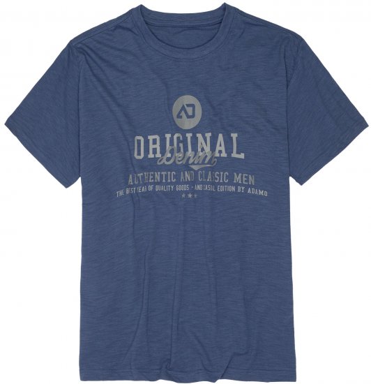 Adamo Sandro Regular fit Slub effect T-shirt Indigo Blue - Μακό μπλουζάκια - Aνδρικά μπλουζεσ μεγάλα μεγέθη